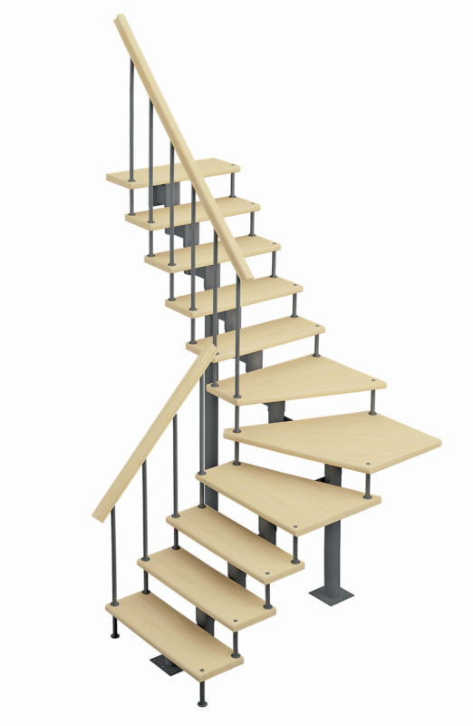 Модульная лестница Фаворит (с поворотом 90 градусов). Лестница на 2й этаж.